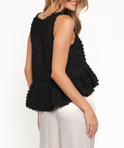 The Peplum Drop Hem Tank Top in Black