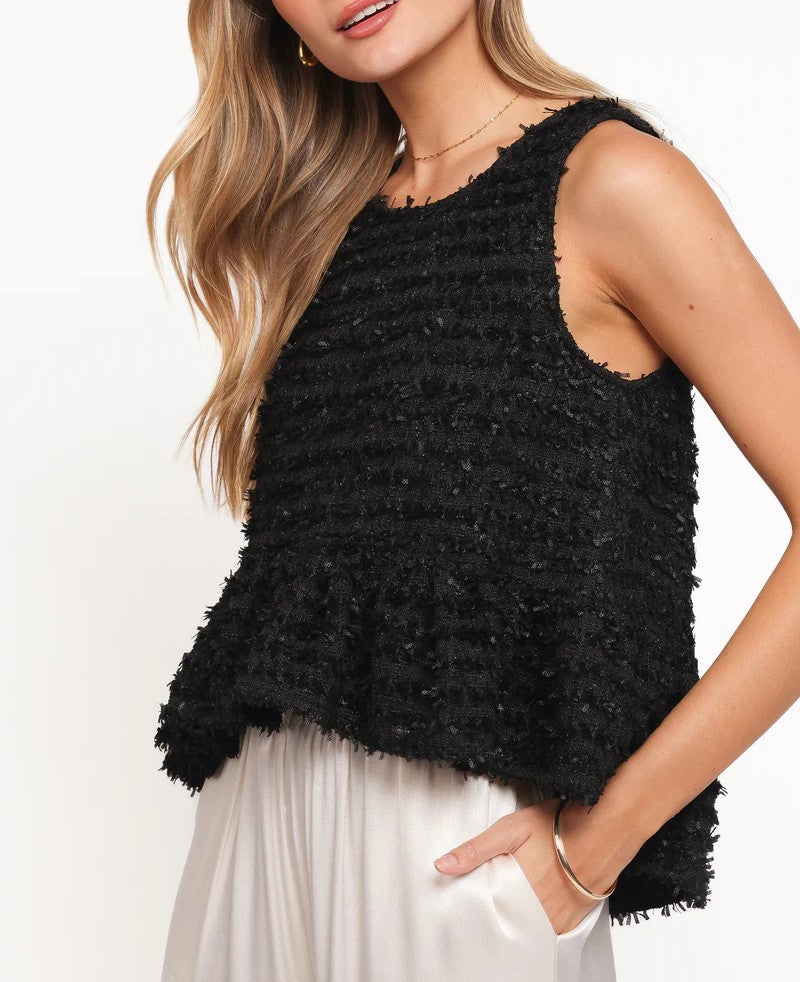 The Peplum Drop Hem Tank Top in Black